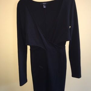 Forever 21 Black Long Sleeve Cut Out Dress